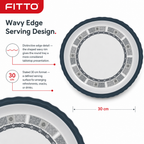 96 Pieces Melamine Round Wavy Serving Trays, 30 cm