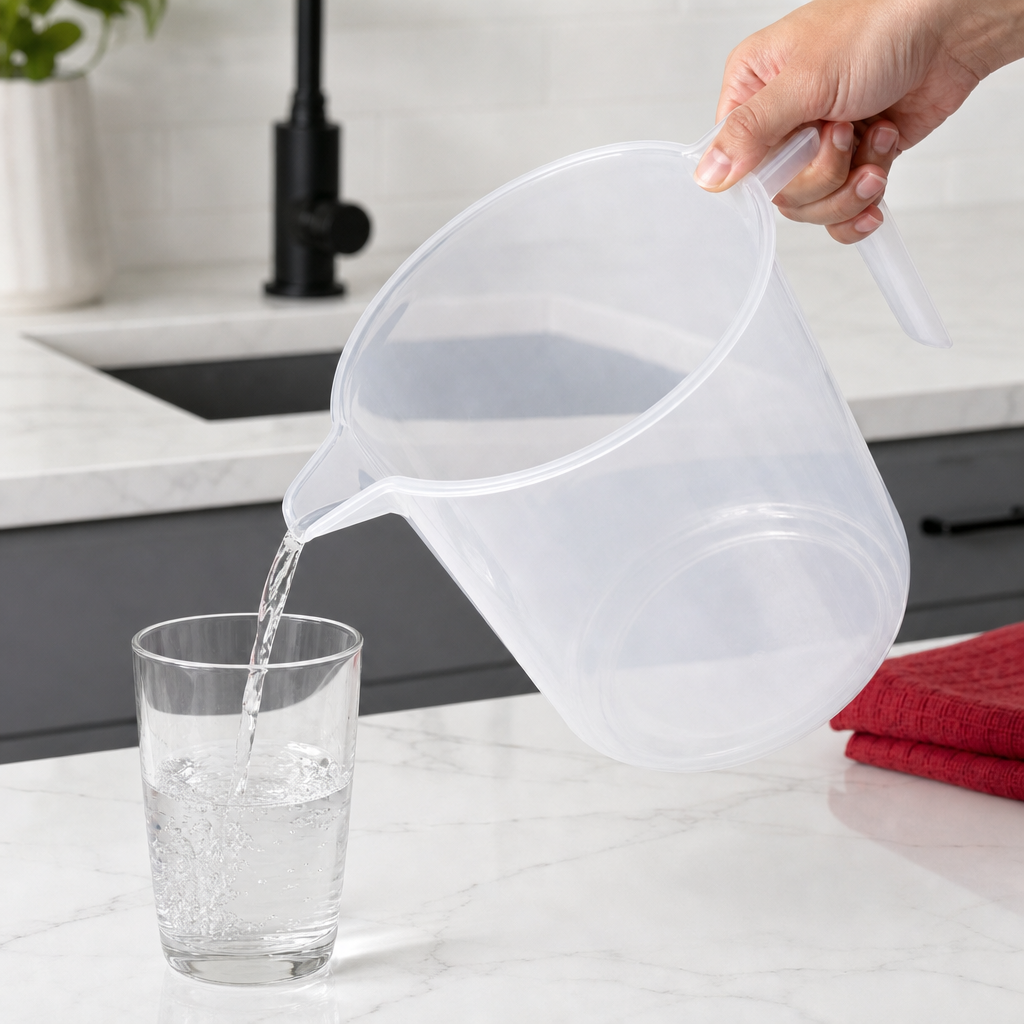 144 Pieces Transparent Plastic Water Jugs with Handle and Pouring Spout, 2 Litre
