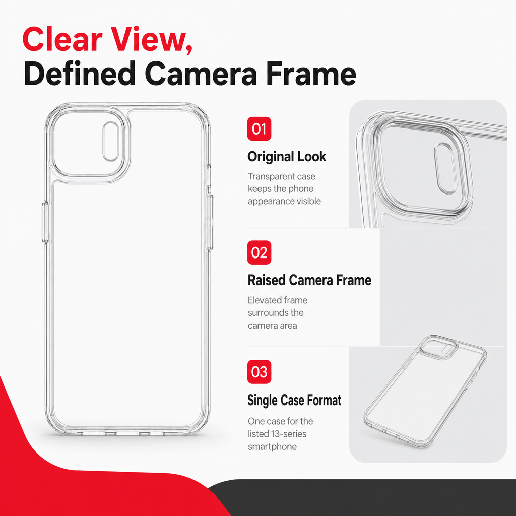 144 Pieces Phone Cases for 13-Series Smartphone, Crystal Clear Cover with Raised Camera Frame
