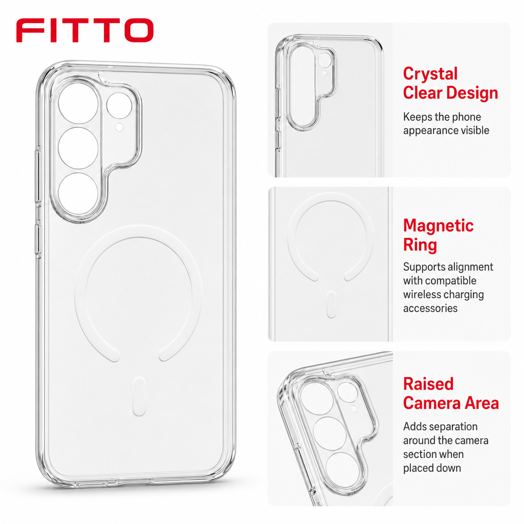 96 Pieces Crystal Clear Magnetic Phone Cases for Galaxy A54 with Ring for Wireless Charging and Raised Camera Protection