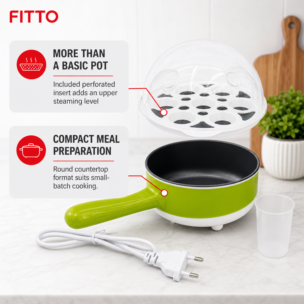 72 Pieces Mini Multifunction Electric Hot Pot with Steamer Insert, Green