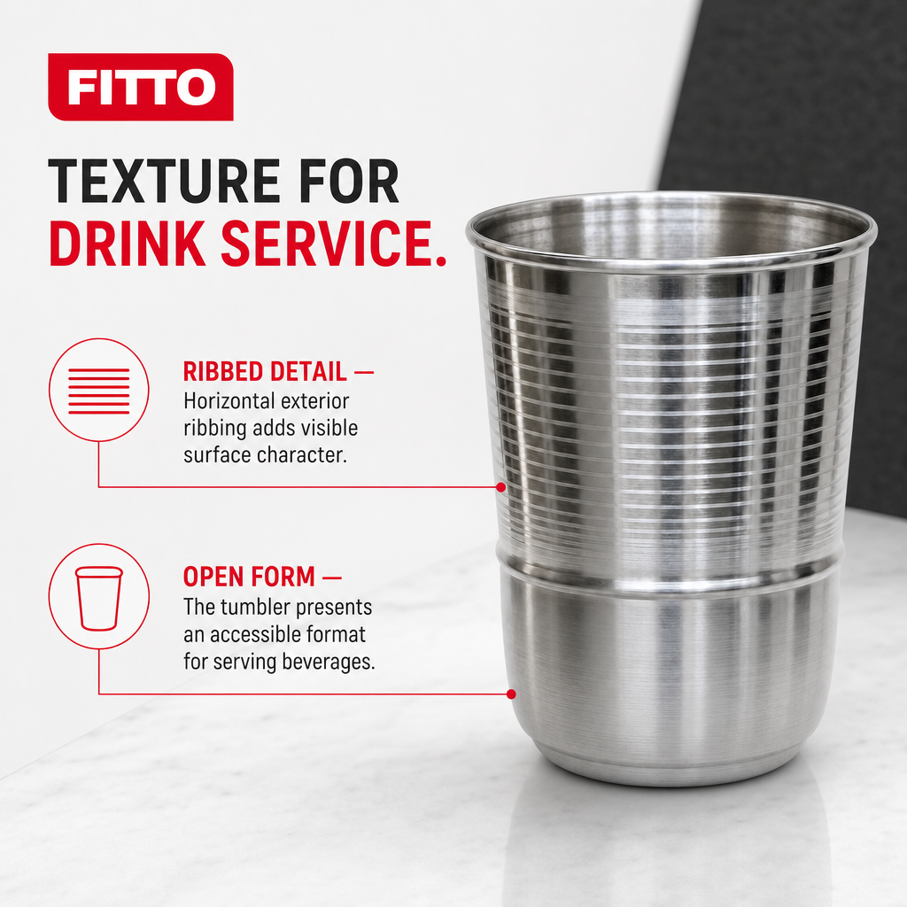 120 Pieces Silver Ribbed Stainless Steel Drinking Tumbler, 1 Piece