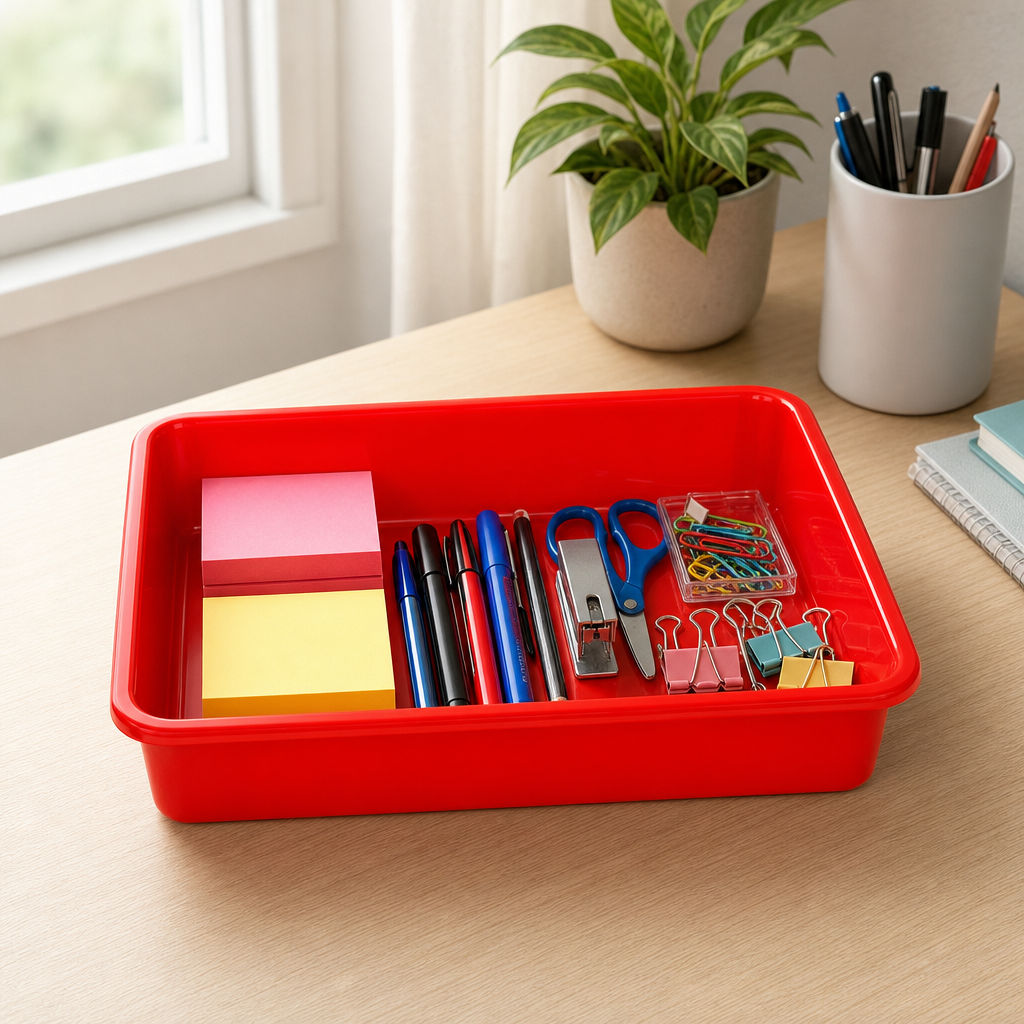 96 Pieces Rectangular Plastic Utility Trays, 41 x 31 x 8 cm, Single Tray, Assorted Colour