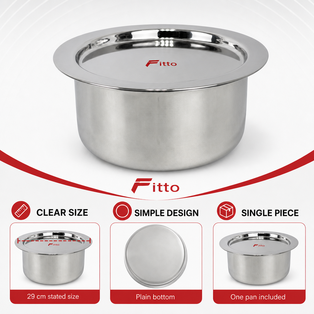 48 Pieces Stainless Steel Cooking Pan with Plain Bottom, 29 cm
