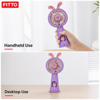 120 Pieces Mini USB Rechargeable Handheld and Desktop Fan, Rabbit-Ear Design, Purple