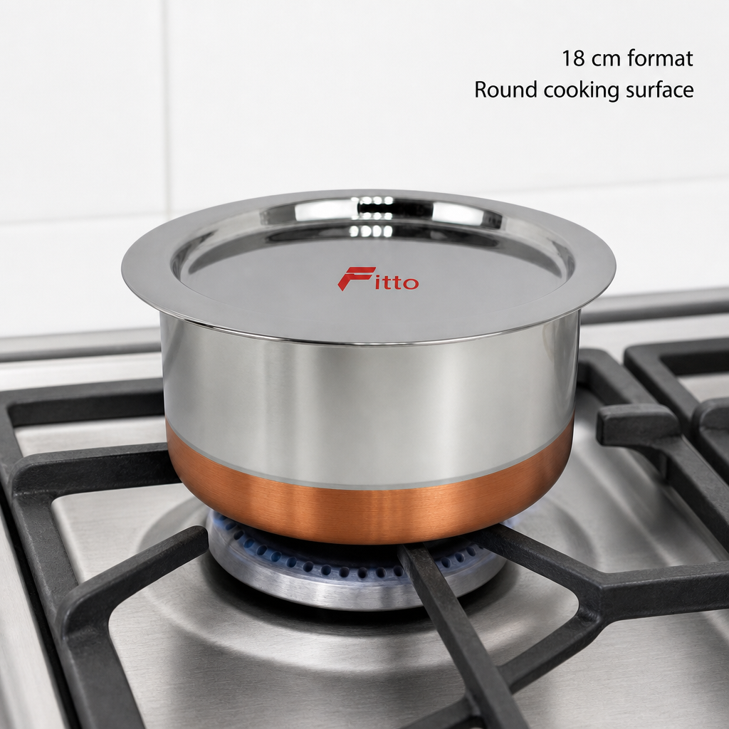 72 Pieces Stainless Steel Cooking Pan with Copper Bottom, 18 cm