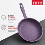 96 Pieces Granite-Coated Fry Pan, 24 cm, Round Purple Cooking Pan with Long Handle
