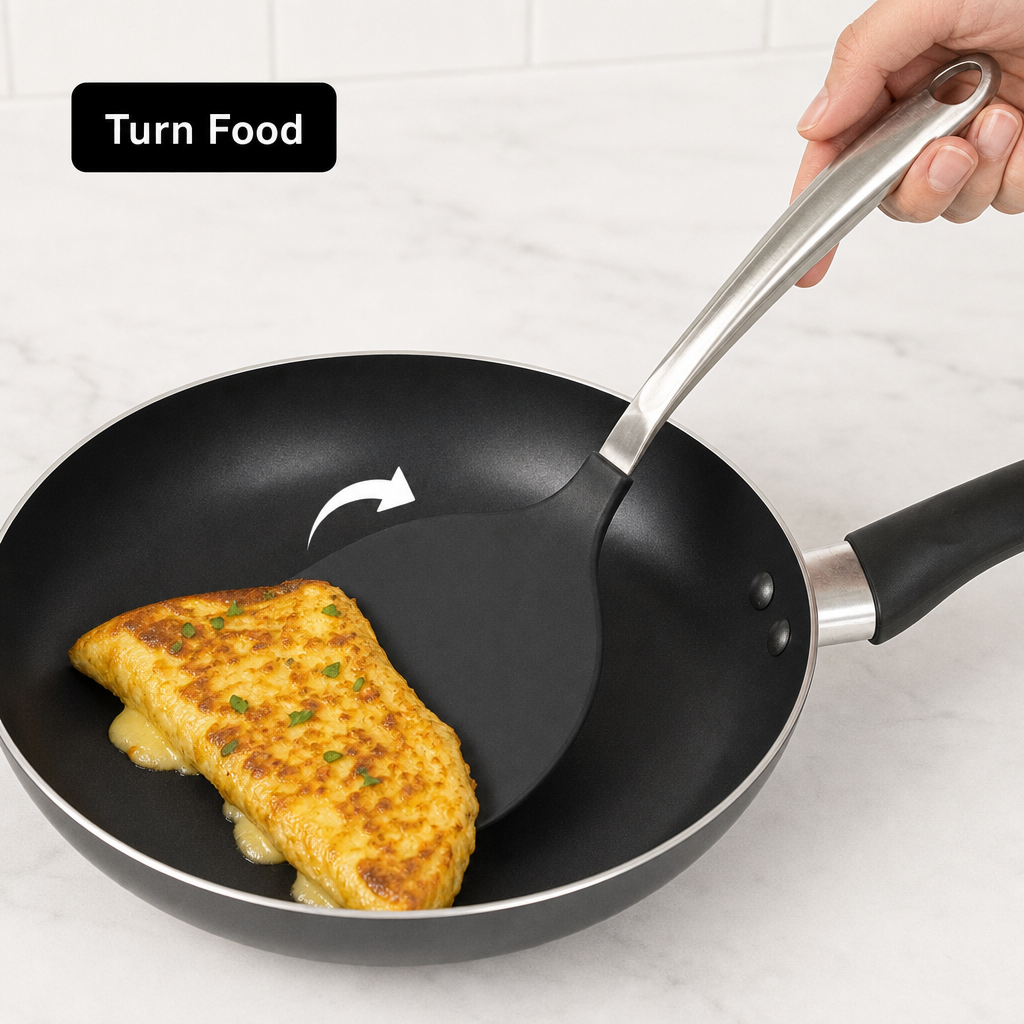 96 Pieces Nylon Flexible Spatula with Stainless Steel Handle, Black, 37.5 x 16 cm, 1 Piece
