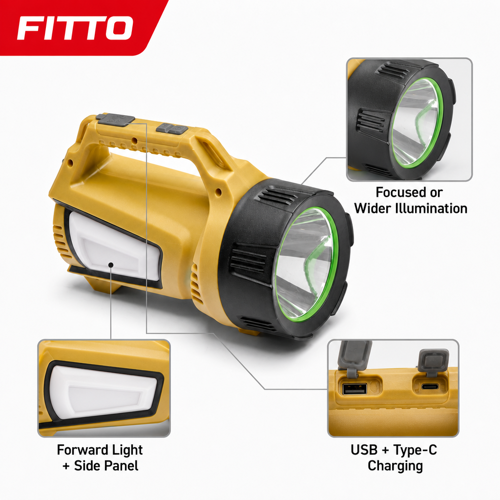 48 Pieces Portable Double-Sided LED Lights with USB and Type-C Charging, Yellow and Black, 1 Piece
