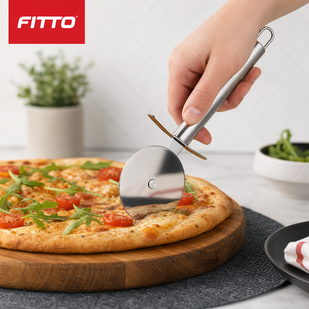 96 Pieces Stainless Steel Pizza Cutters with Wheel Blade, 25 cm, 1 Piece