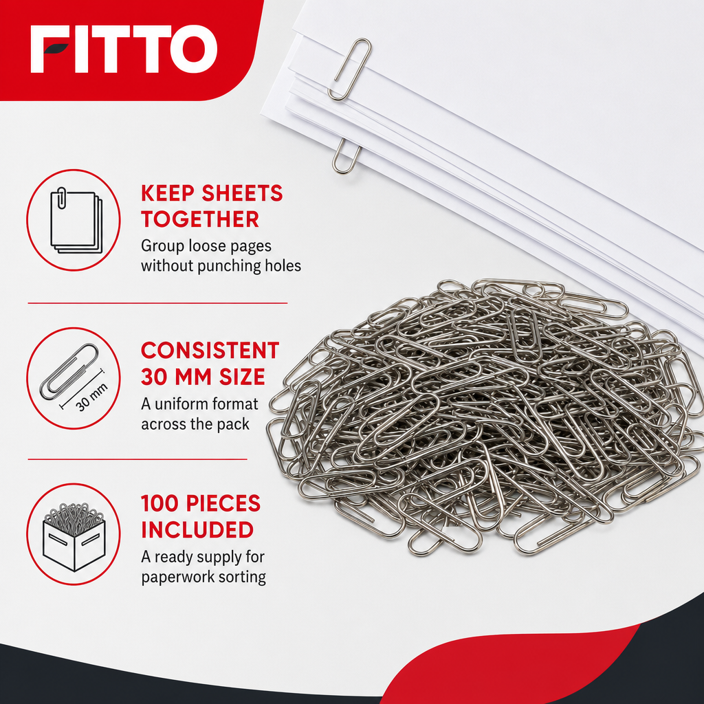 240 Pieces Silver 30 mm Paper Clips, 100 Pieces for Office and Document Organization