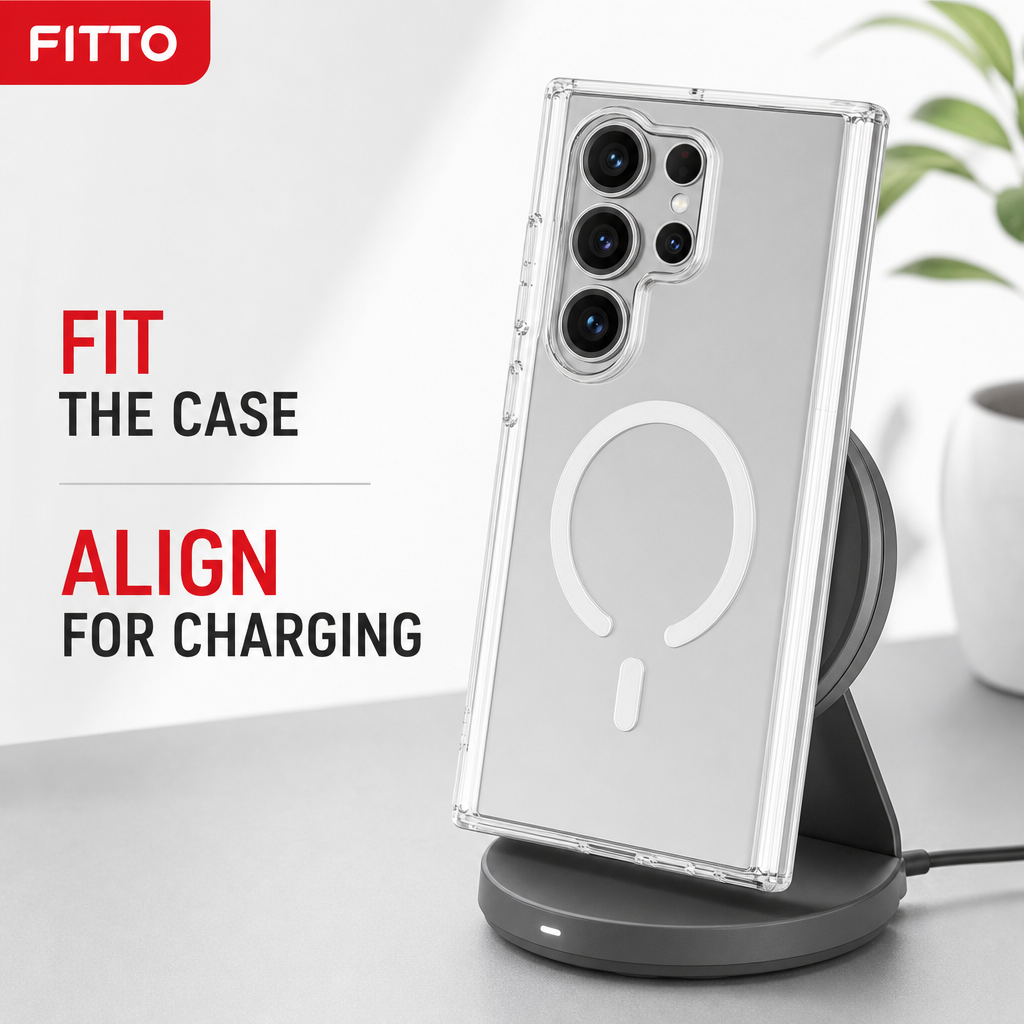 96 Pieces Crystal Clear Magnetic Phone Cases with Ring for Wireless Charging and Raised Camera Protection, S24 Ultra