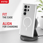 96 Pieces Crystal Clear Magnetic Phone Cases with Ring for Wireless Charging and Raised Camera Protection, S24 Ultra