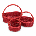 60 Pieces Oval Wicker Basket Set with Handles, Red, 3 Piece, 39 x 31 x 20 cm