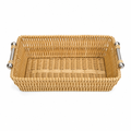 48 Pieces Rectangular Wicker Serving Baskets with Decorative Handles, Natural, 44 x 31 x 16 cm