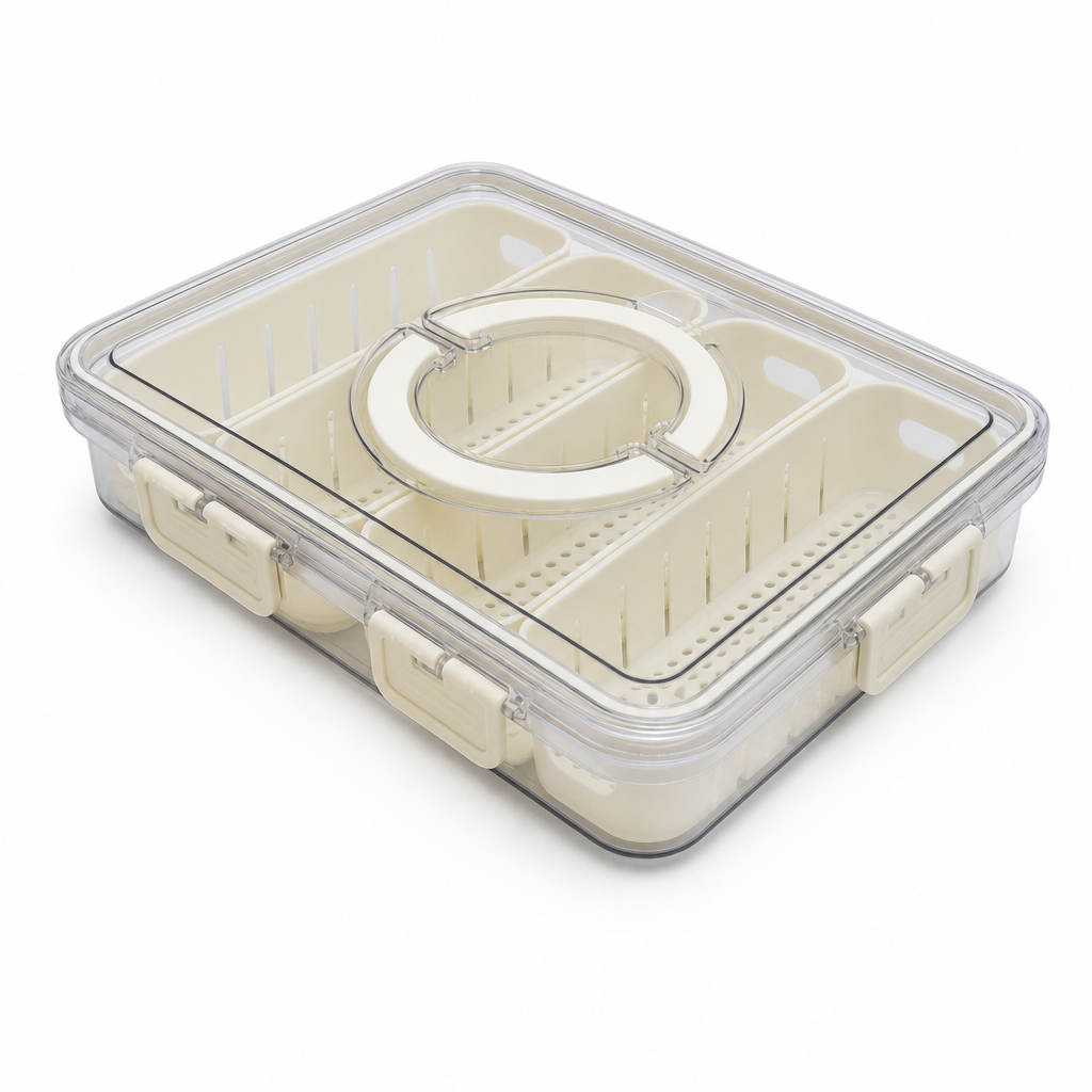 96 Pieces Clear 4-Compartment Food Storage Box with Locking Lid, 29 × 22 × 6.8 cm