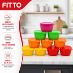 72 Pieces Plastic Food Bowls with Lids, 12-Piece Assorted Colour Set for Serving and Kitchen Use