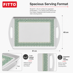 60 Pieces Rectangular Serving Trays with Double Handles, 24 Inch, Grey and Green Patterned Surface