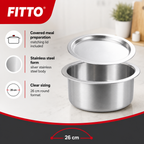 48 Pieces Stainless Steel Cooking Pot with Lid, 26 cm, Silver