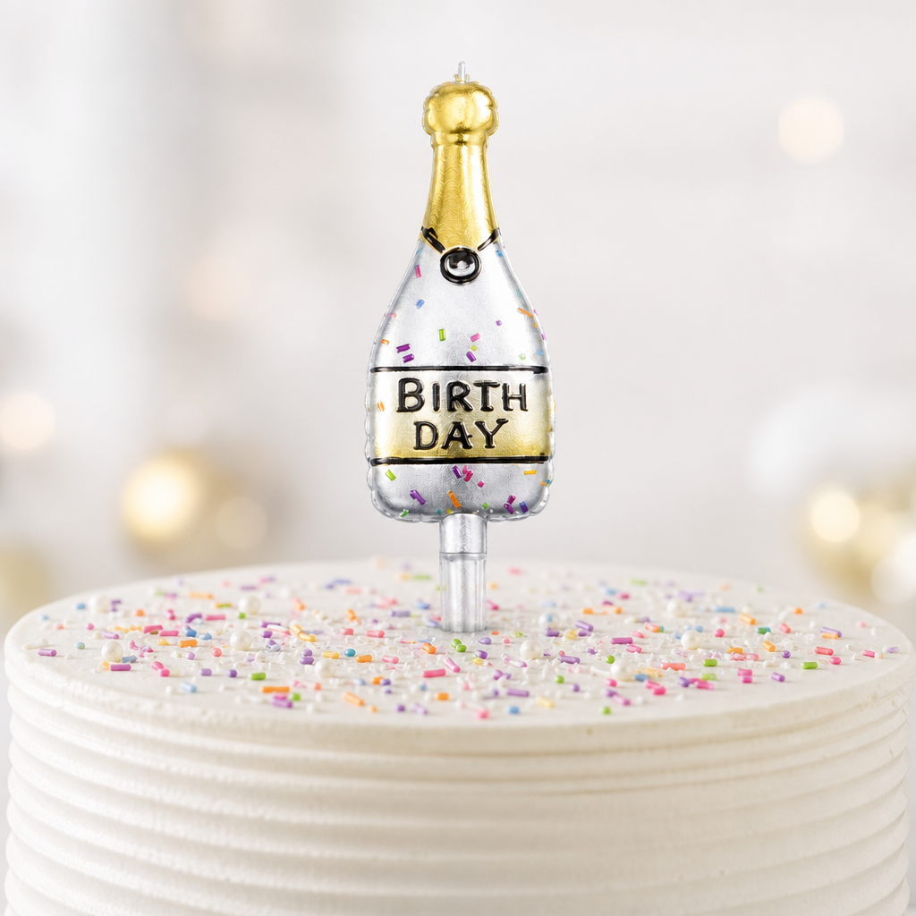 144 Pieces Silver Bottle Design Birthday Cake Topper Candle, 1 Piece