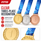 144 Pieces Numbered Award Medal Set with Ribbons, 1st 2nd and 3rd Place Recognition Medals, Gold Silver Rose Gold