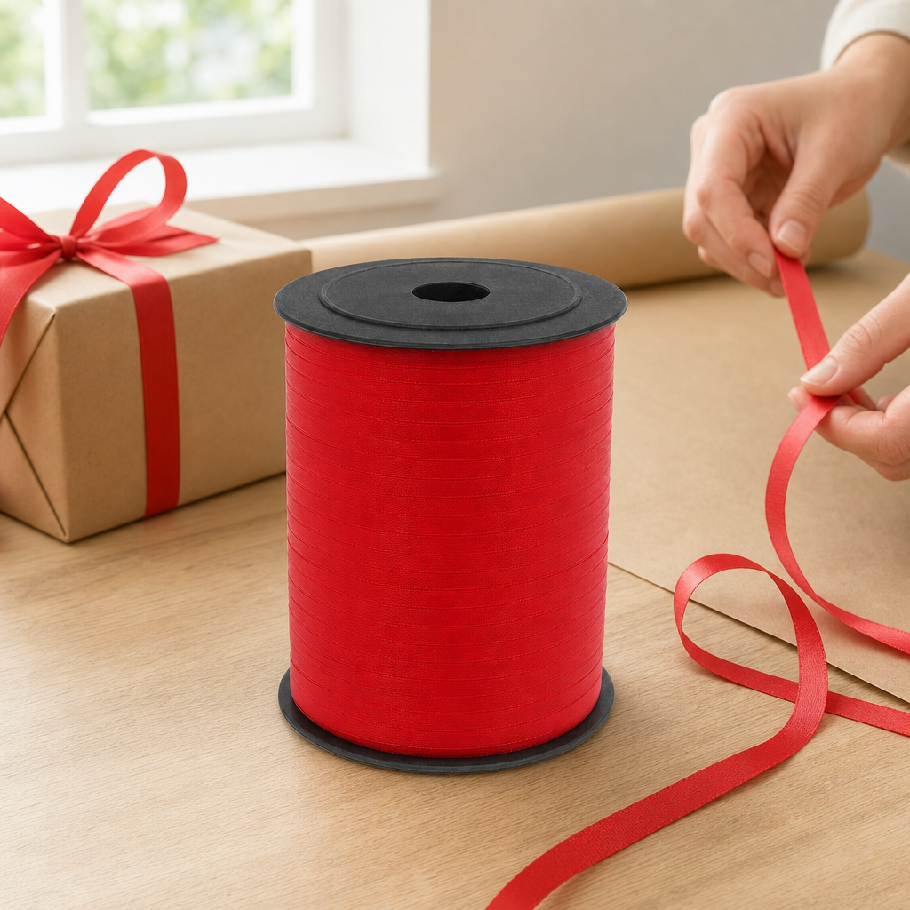 120 Pieces Red Printed Ribbon Roll, 5 mm x 250 yd, Decorative Craft Ribbon for Wrapping and Projects