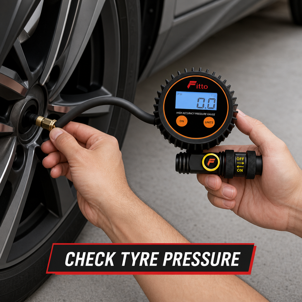 48 Pieces Digital Tyre Pressure Gauges with PVC and Nitrile Hose, 0–200 PSI Range, Backlit LCD Display