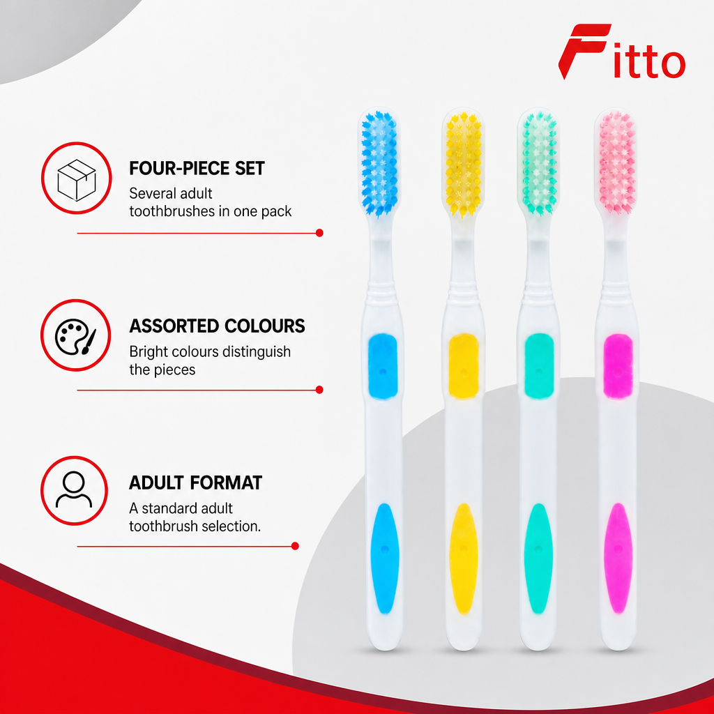 240 Pieces Adult Toothbrushes Assorted Colours, 4 Pieces