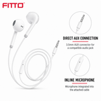 144 Pieces Wired HiFi Earphones with Inline Microphone, 3.5mm AUX Connector, White