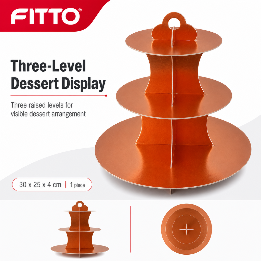 120 Pieces Rose Gold 3-Tier Cupcake Stands, Dessert Display Tower, 1 Piece, 30 x 25 x 4 cm