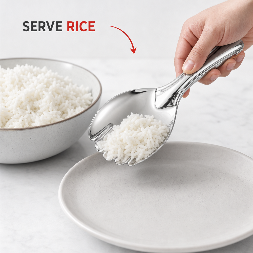 144 Pieces Stainless Steel Rice Spoon, 25 cm, Broad Serving Head for Rice and Table Use