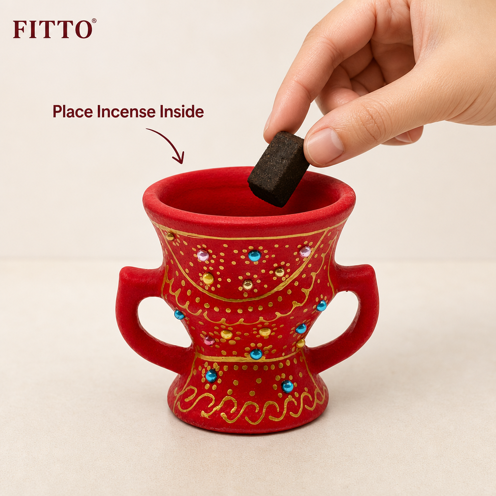96 Pieces Decorative Incense Burner Pot with Twin Handles, Red 4 Inch