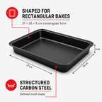 96 Pieces Black Rectangular Carbon Steel Non-Stick Cake Mold 37 × 25 × 5 cm, 1 Piece