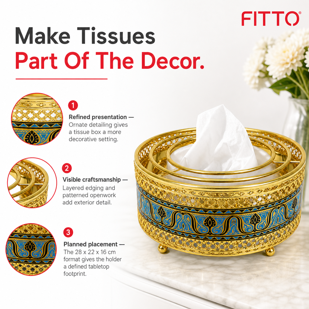 96 Pieces Decorative Tissue Box Holder, Ornate Gold Design, 1 Piece