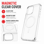 96 Pieces Crystal Clear Magnetic Phone Cases with Wireless Charging Ring and Raised Camera Protection for iPhone 15 Pro Max