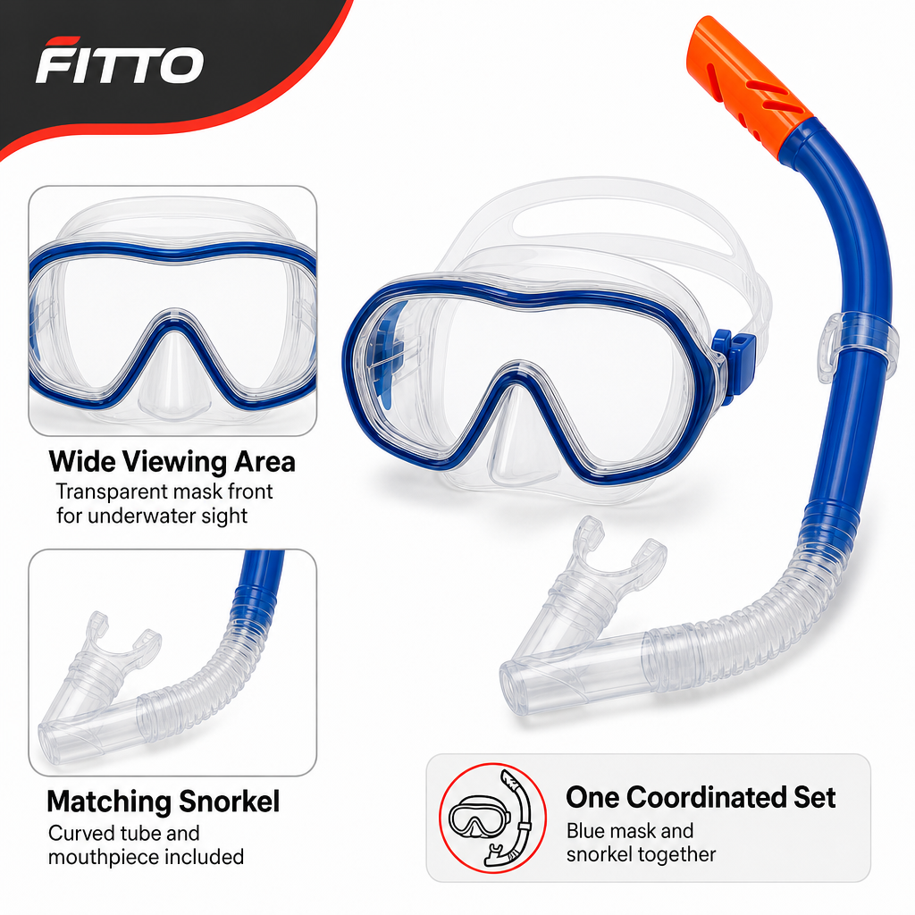 72 Pieces Swimming Mask and Snorkel Set, Blue, Complete Diving Goggles and Breathing Tube Set