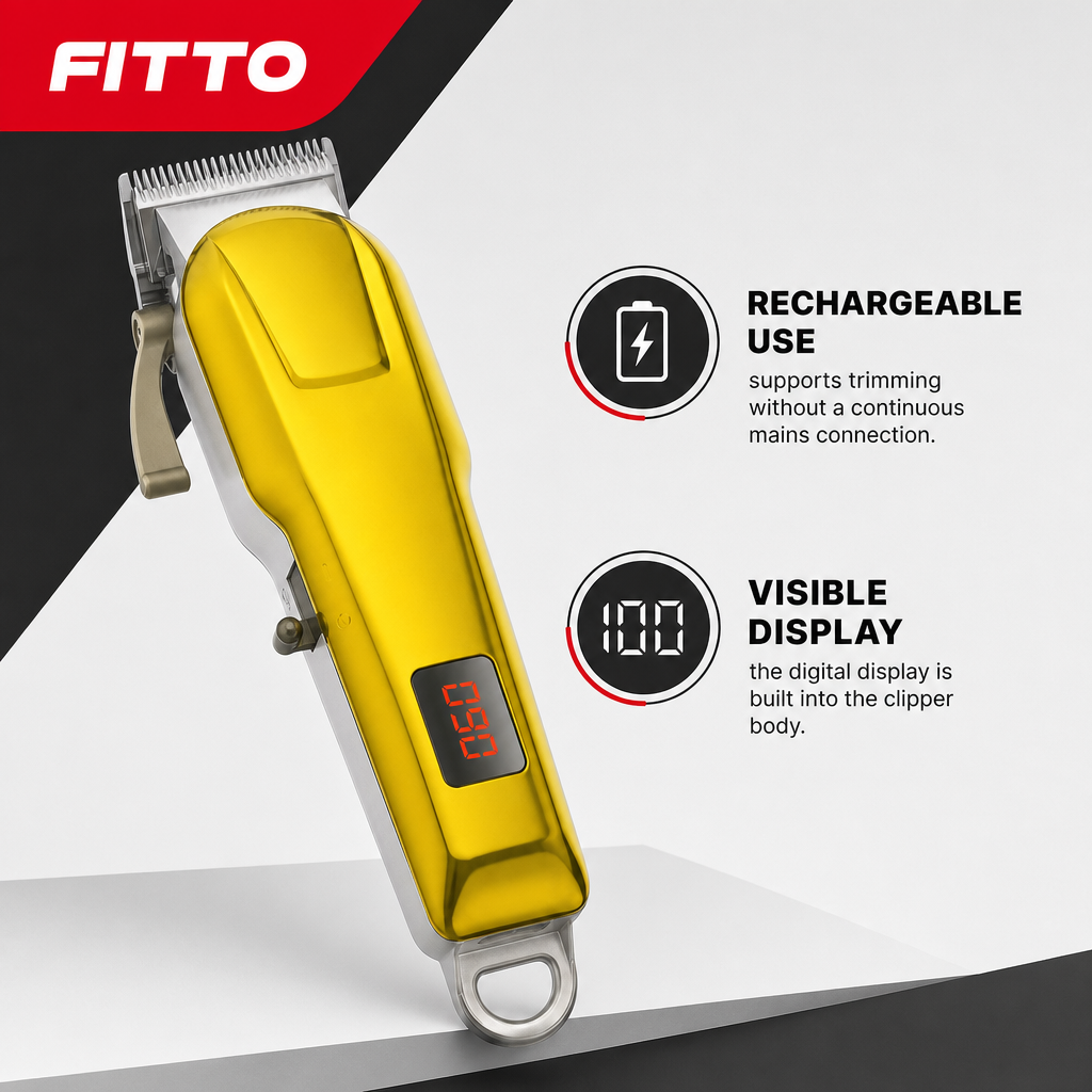 72 Pieces Rechargeable Hair Clipper with Digital Display, Yellow, 1 Piece
