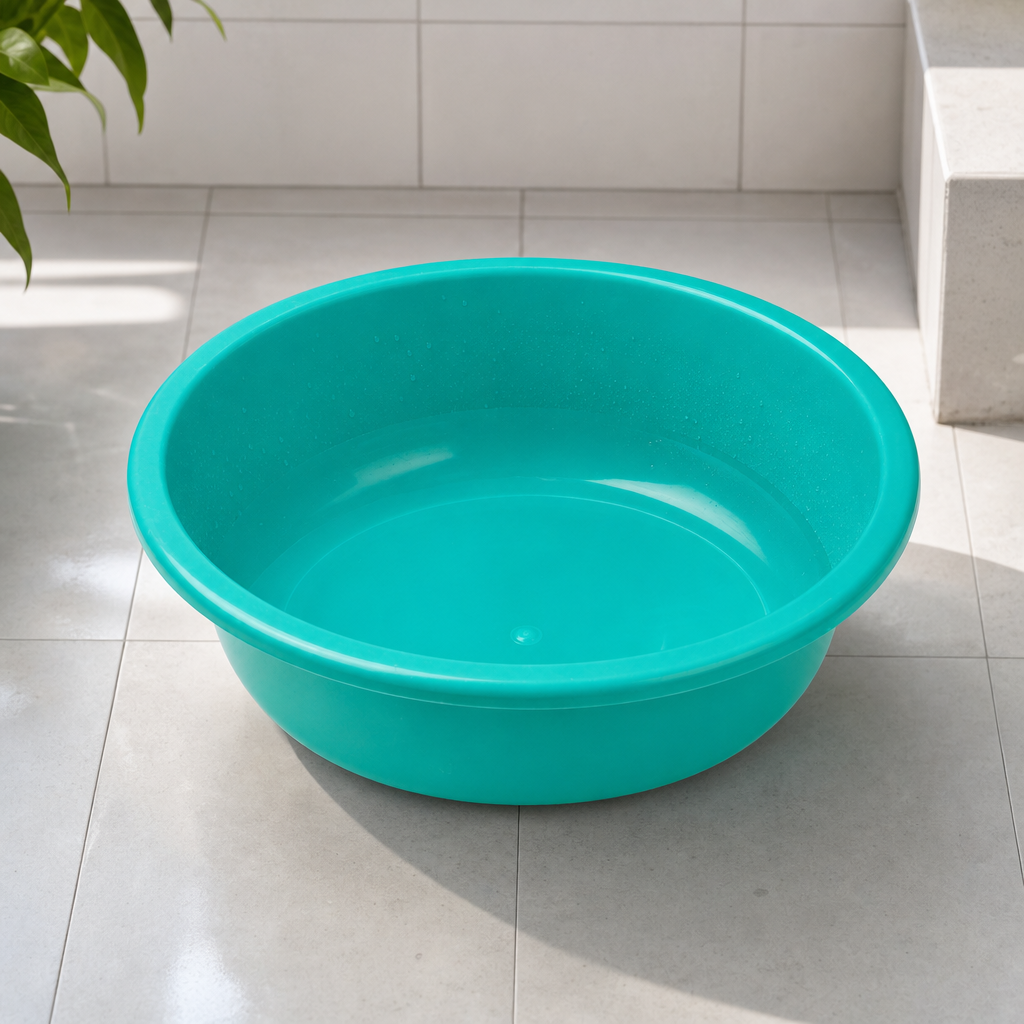 240 Pieces Teal Green Plastic Round Wash Basin, 9 Inch, 1 Piece, Lightweight Household Rinse Bowl