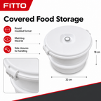 96 Pieces White Round Insulated Plastic Food Container with Lid, 32 x 32 x 18 cm