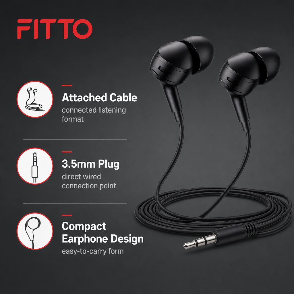 240 Pieces Wired Earphoneses 3.5mm Stereo In-Ear Audio Set CH-918, Black