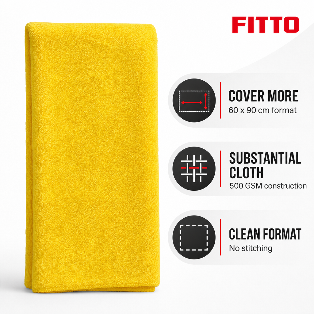 96 Pieces Microfiber Cleaning Cloth 500 GSM, No Stitching, 60 x 90 cm, Yellow