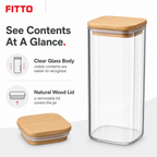 120 Pieces Glass Storage Jar with Wooden Lid, Clear and Natural Wood, 20 x 6 x 6 cm, 1 Piece