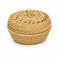 96 Pieces Round Woven Storage Box with Lid, Natural, 18 x 18 x 12 cm
