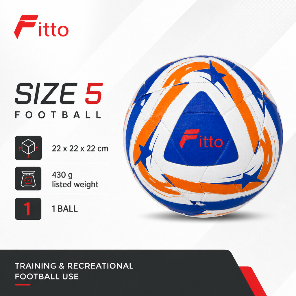 60 Pieces Size 5 Football, Orange Blue and White Design, Single Ball for Training and Recreational Play
