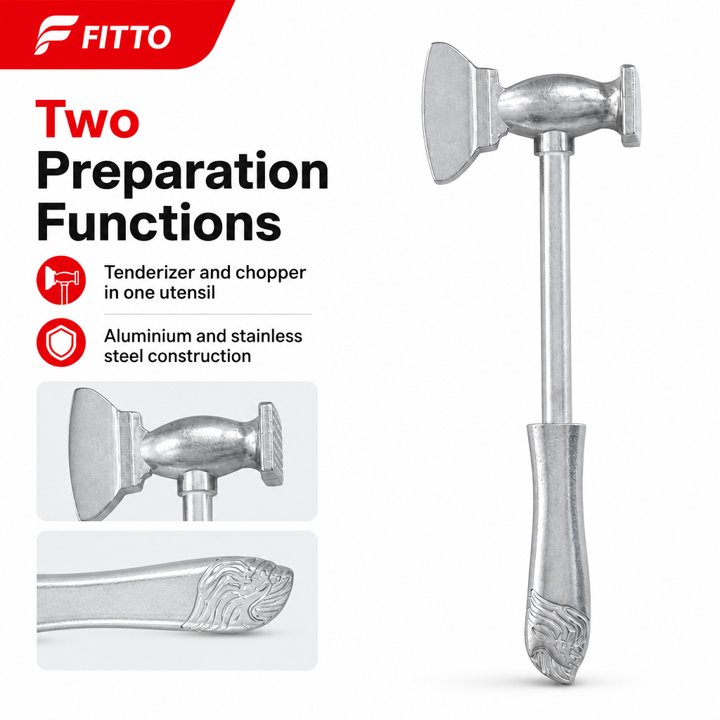 96 Pieces Aluminium Meat Tenderizer and Stainless Steel Chopper, 27 x 12 cm, 1 Piece