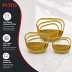 48 Pieces Oval Wicker Storage Baskets with Handles, Gold, Set of 3