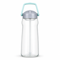 96 Pieces Clear Plastic Water Bottle with Aqua Carry Handle and Straw Lid, 32 cm