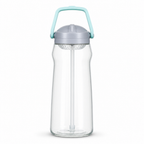 96 Pieces Clear Plastic Water Bottle with Aqua Carry Handle and Straw Lid, 32 cm