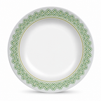 144 Pieces Soup Plate, 6 Inch, White with Green and Yellow Pattern