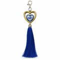 120 Pieces Decorative Heart Charm Keychain with Blue Tassel, Single Novelty Bag Pendant